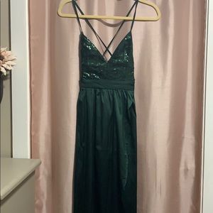 Emerald green sequin gown